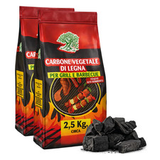 Carbonella per Barbecue 2 SACCHI DA 2,2 KG BBQ CARBONE VEGETALE DI LEGNA GRIGLIA