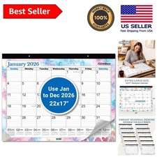 2026 Extra Large 22x17 Desk Calendar with Colorful Seasonal Designs  Stickers