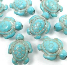 18x15mm Blue Howlite Turquoise Turtle Beads 11
