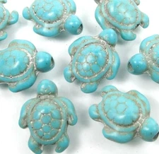18x15mm Blue Howlite Turquoise Turtle Beads (11)