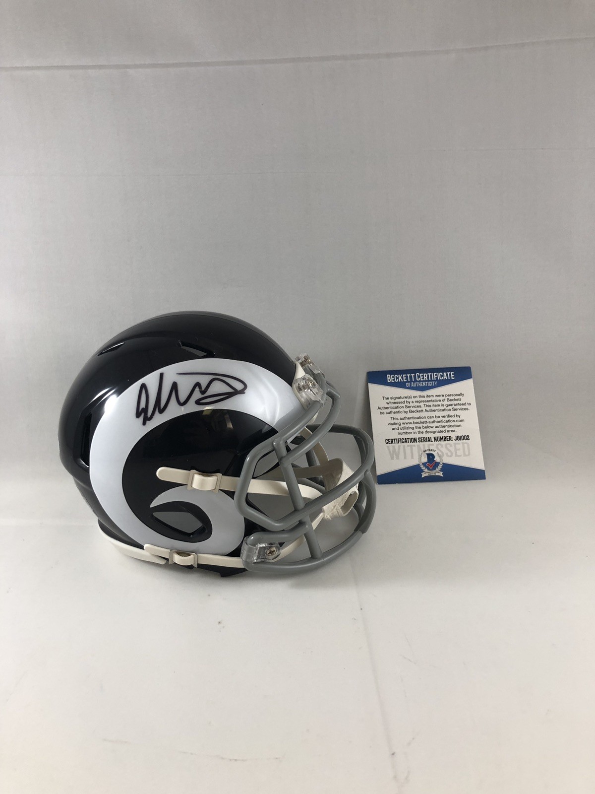 TODD GURLEY SIGNED LOS ANGELES RAMS MINI HELMET BAS BECKETT 6 