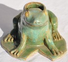 Vintage Frog On Lily Pad Planter Folk Art Pottery Ceramic Green Brian McVicker