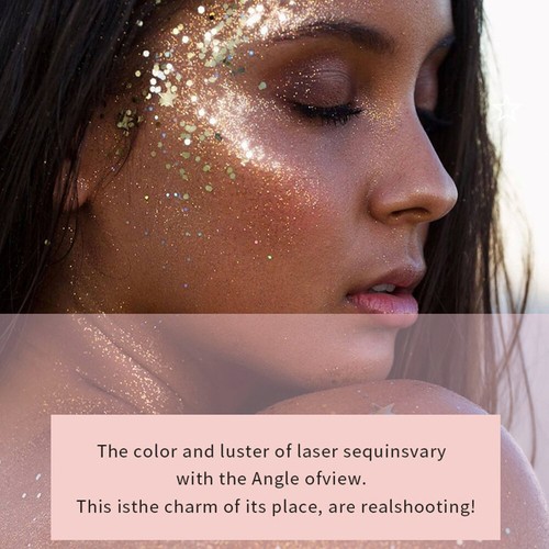 Body Glitter Gel Face Glitters Body Gel Sequins Liquid Eyeshadow Chunky Glitter✹ - Picture 13 of 33