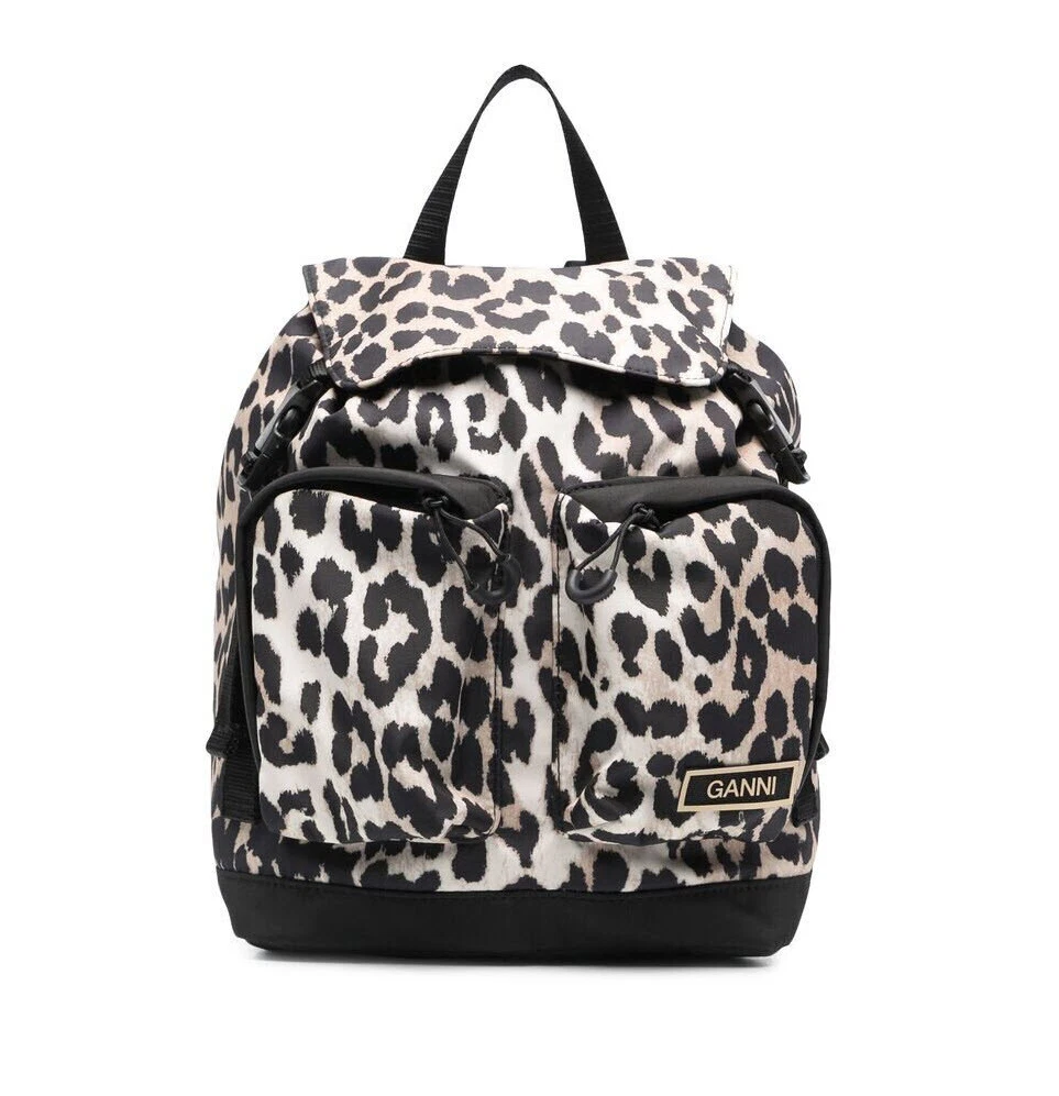 Ganni Leopard Print Small Backpack eBay