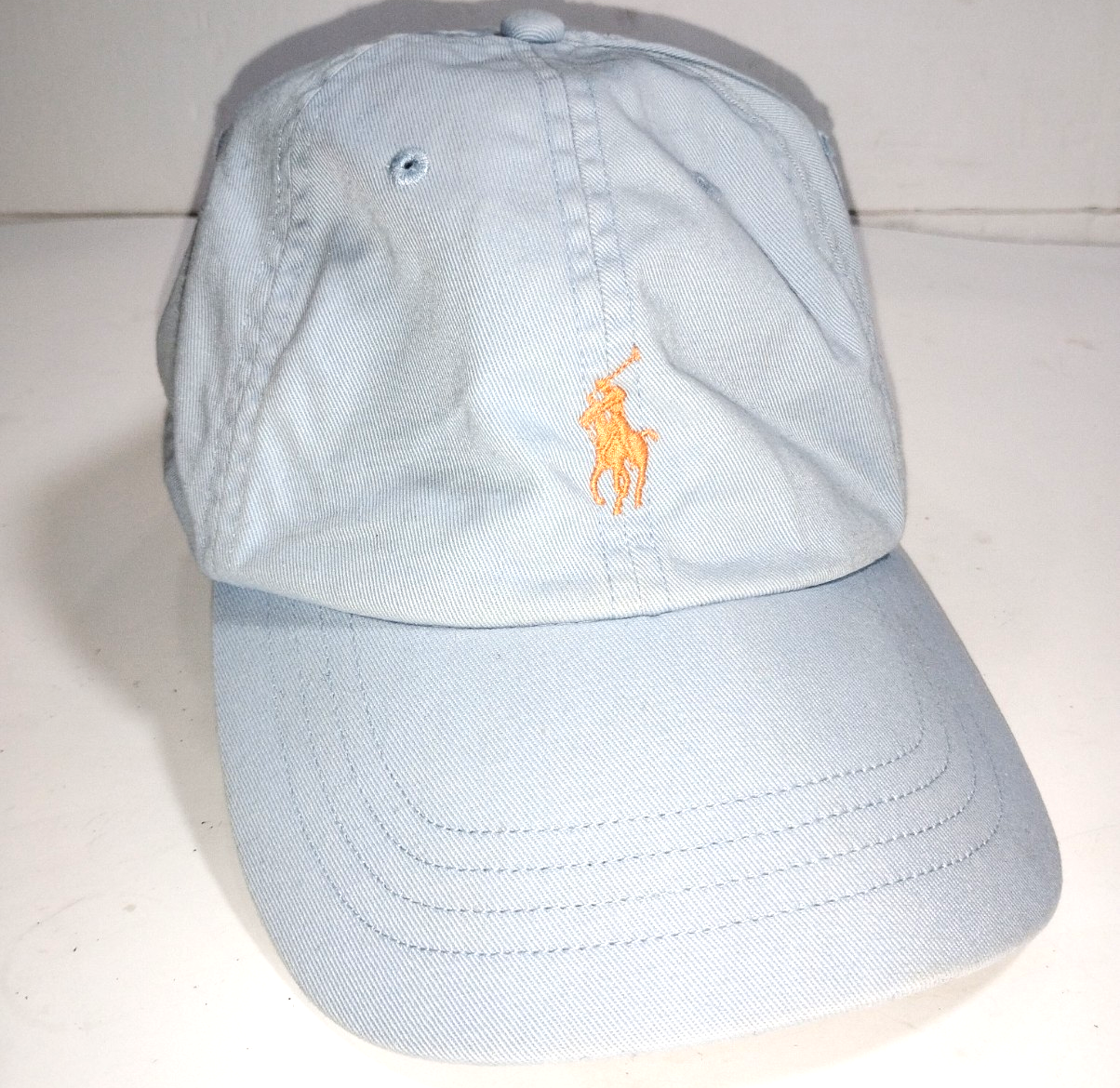 Ralph Lauren Polo Cappello Berretto Strap Back Blu Arancione Pony Regolabile Baseball Uomo