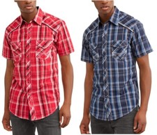 Plains Western Men's Short Sleeve Plaid Shirt