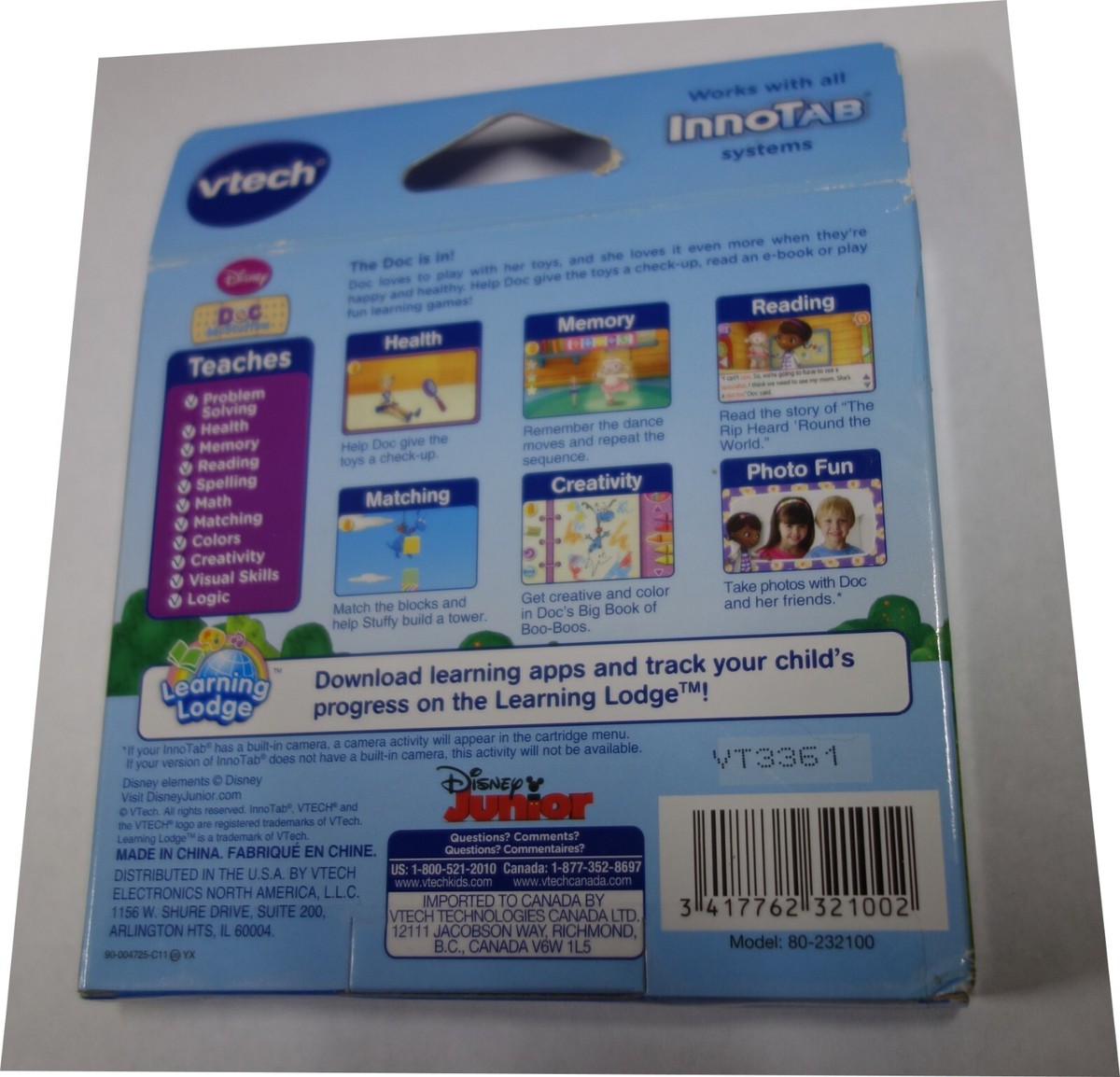 Vtech InnoTab Disney Junior Doc McStuffins Problem Solving Game Cartridge  4-7yrs