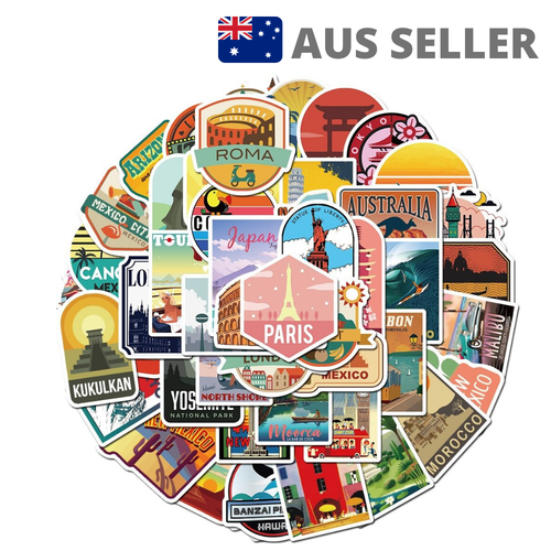 Travel Country Cities Landmarks Assorted Stickers | Pack of 50 Gift (Style A) - Picture 2 of 7