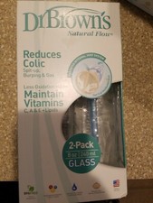 Dr. Brown's Natural Flow Standard Glass Bottles, 8 Ounce, 2-Count  RARE 