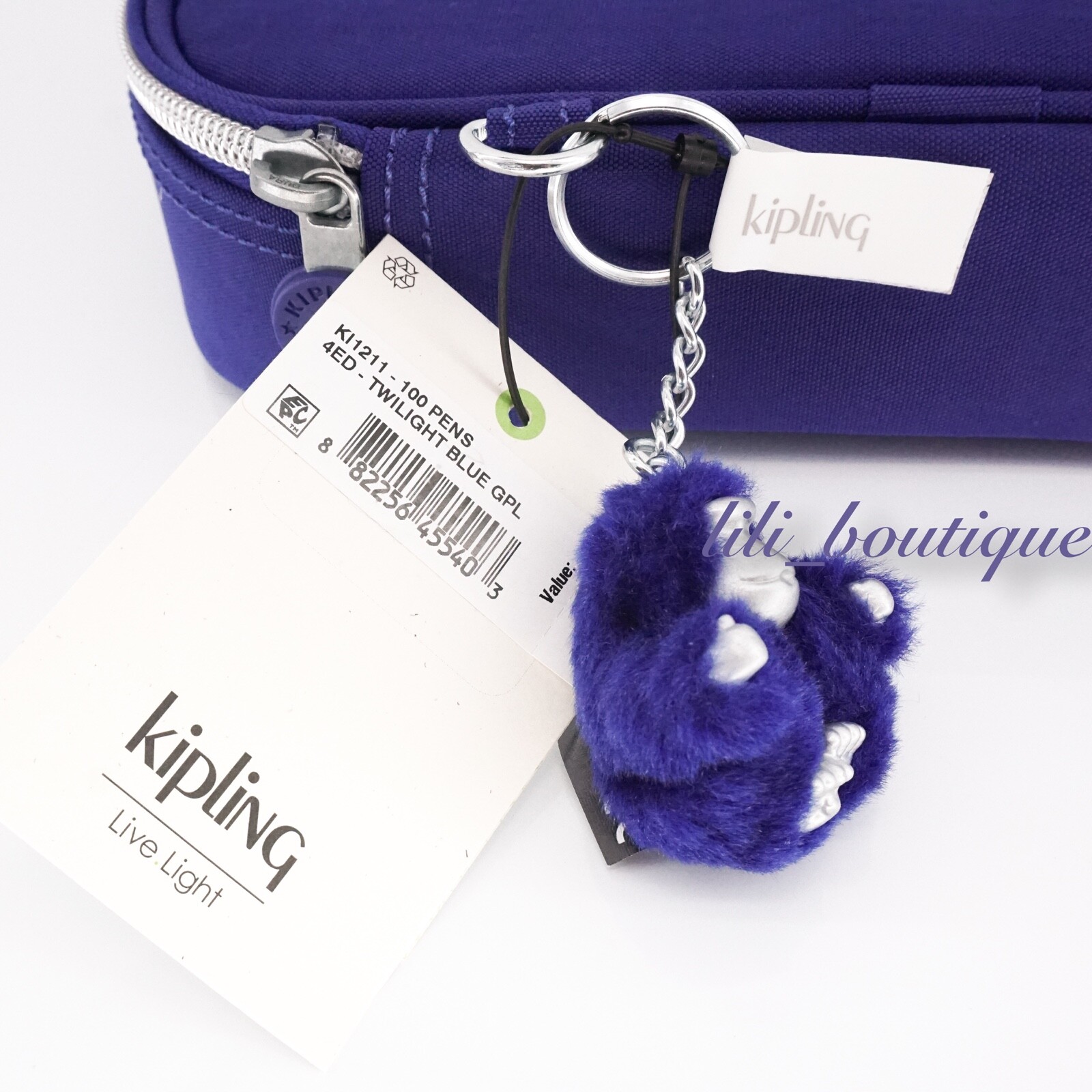 NWT New Kipling KI1211 100 Pens Case Pencil Accessory Nylon Twilight Blue GPL 54