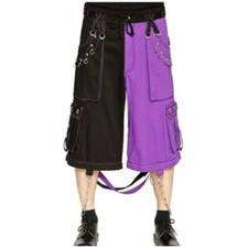 Gothic Bondage Men  s Short Alternative Punk Rock Transformer Purple Baggy Shorts
