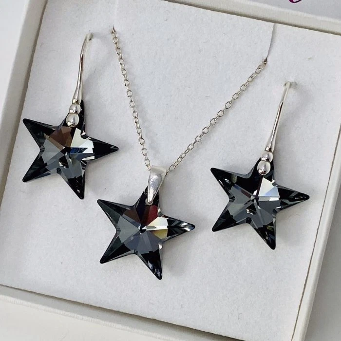 Star necklace and shop earring set