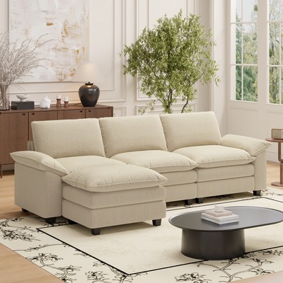 118  Modular Sectional Sofa L-Shape Couch with Deep Seat Upholstered Couches 