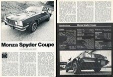 1976 Chevrolet Monza Spyder Coupe Original Review Report Print Car Article K88 1976 Chevrolet Monza Spyder Coupe Original Review Report Print Car Article K88