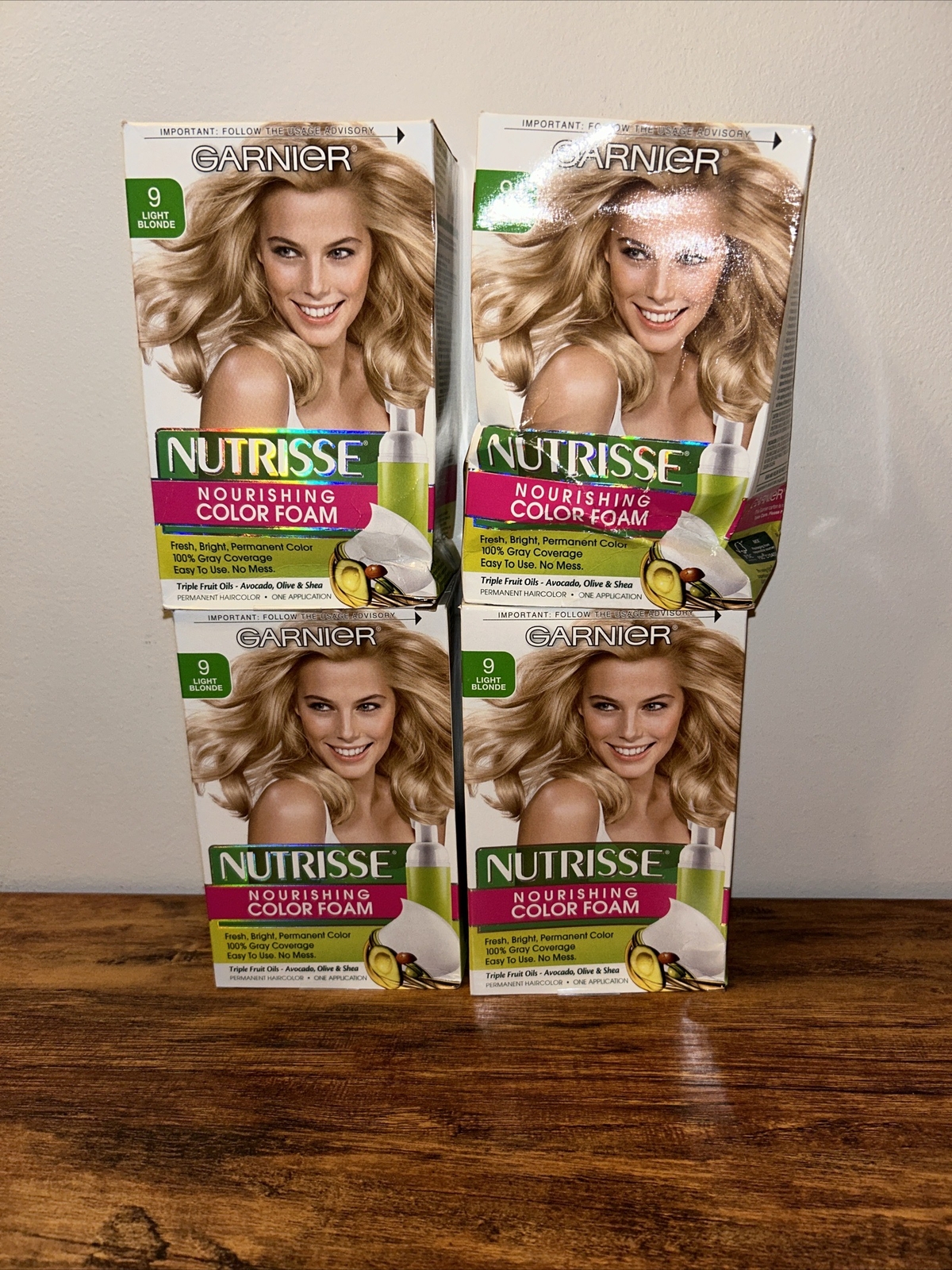 4 Garnier Nutrisse Nourishing Color Foam, 9 Light Blonde, Permanent Hair Color
