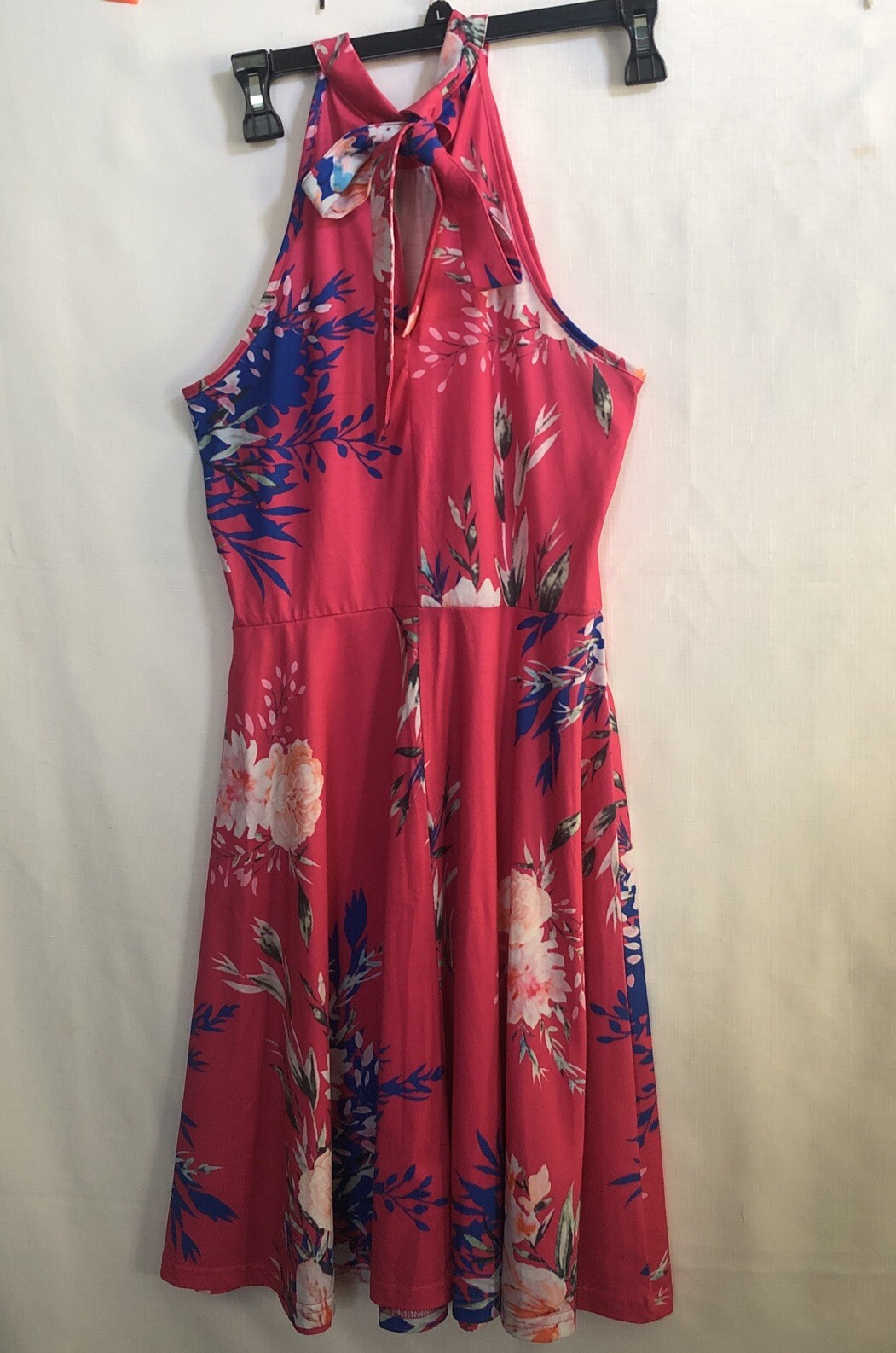 Ouges Hot Pink Halter Floral Print Flare Dress Si… - image 3