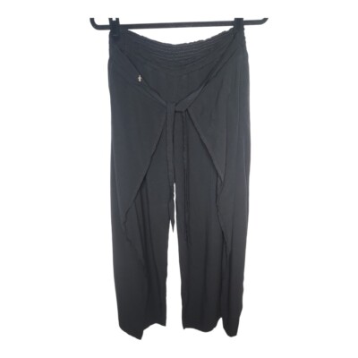 Pineapples Beachy Casual Wrap Pants With Slits On Sides Women Size L Black