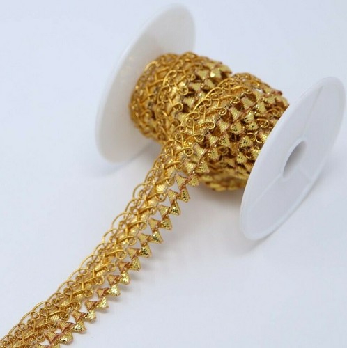 FCL 1,5 Cm W 2 M Capesante Metallizzate Gota Zari Pizzo Artigianale Rifinitura Abbellimento Cucito - Foto 11 di 25