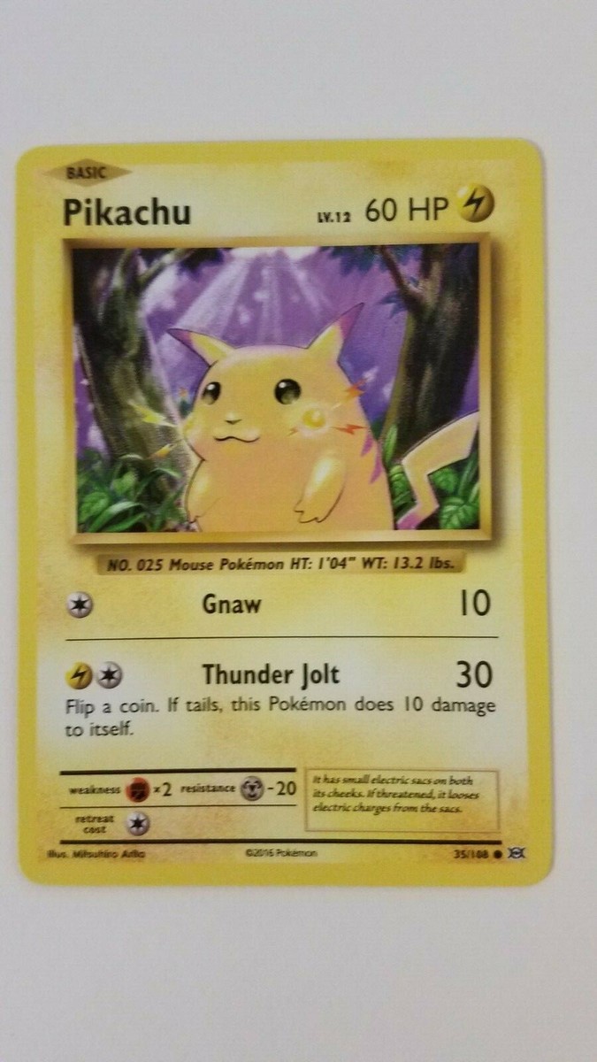 RARE 2016 Yellow Cheeks Pikachu, XY Evolutions 35/108
