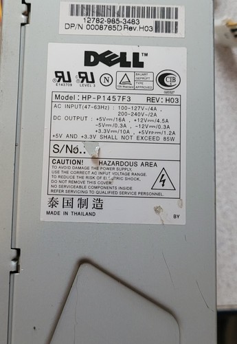 Genuine Dell HP-P1457F3 85W ATX Power Supply W Screws - Picture 3 of 3