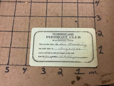 Vintage Original Card: 1922 PIEDMONT CLUB - Waterbury conn,