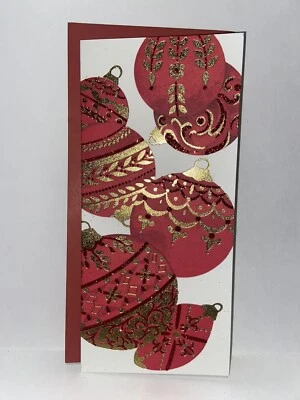 Papyrus Boxed Christmas Boxed Cards - Red & Gold Embellished Ornaments 16ct