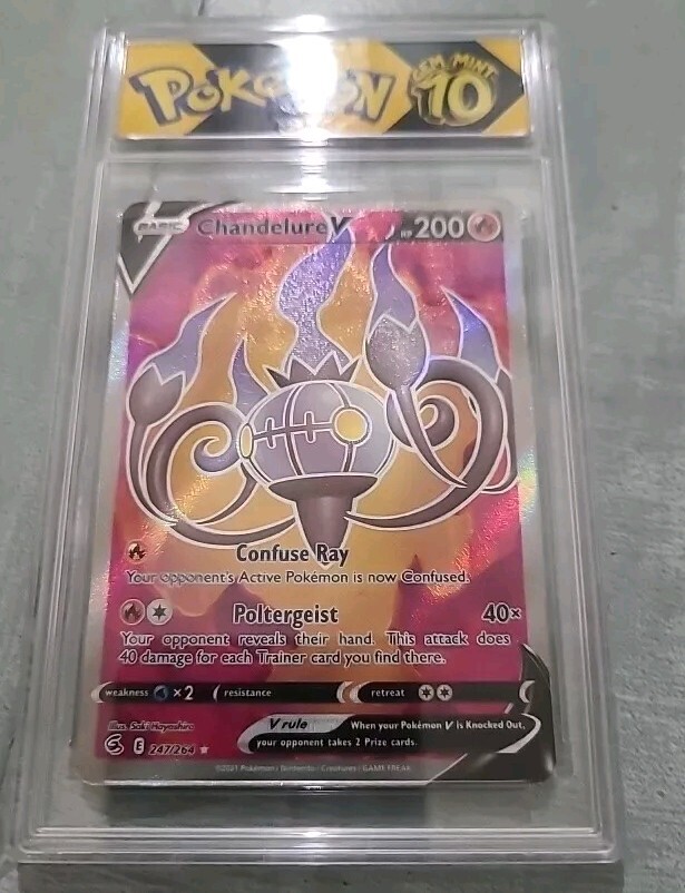 Chandelure V (Full Art) 247/264 Swsh08: Fusion Strike Holo/POKEMON/ GEM MINT 10