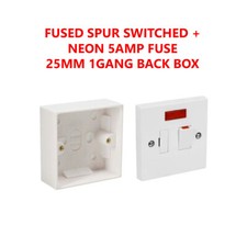 Fused Spur Side Flex 13Amps Electrical Connection Neon Indicator & 25mm Back Box