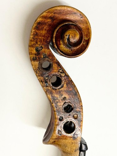 Old Antique Violin Neck with Scroll and Fingerboard 4/4 for Violin maker