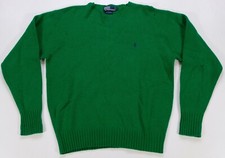 Rare Vintage POLO RALPH LAUREN Small Pony 100 Lambswool Sweater 90s Green SZ L
