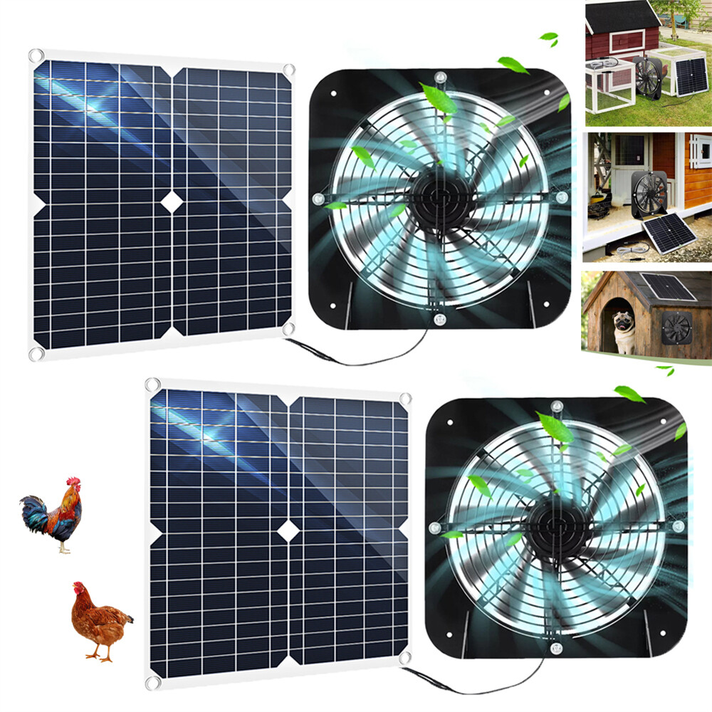 40W Solar Powered Dual Exhaust Fan 10" Solar Panel Fan For G