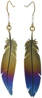 Ti2 Titanium Woodland Feather Drop Earrings - Brown Ti2 Titanium Woodland Feather Drop Earrings - Brown