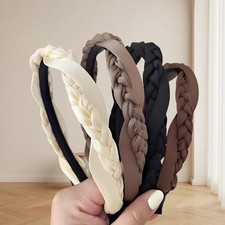 4 Pack Flexible Satin Headbands, Braided Twisted Hair Bands for Women, Type 1