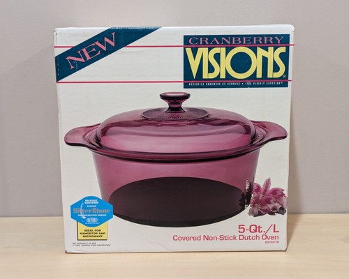 Vision Corning Ware Cranberry 5L Dutch Oven Stock Pot Pyrex With Lid & Box - Picture 2 of 6