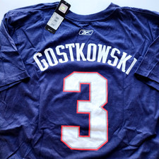 Vtg NEW ENGLAND PATRIOTS Jersey T-Shirt STEPHEN GOSTKOWSKI Size 2XL Reebok NWT