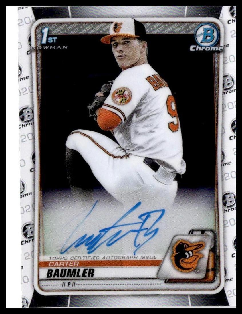 2020 Bowman Draft #CDA-CB Carter Baumler Chrome Draft Pick Autographs