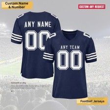 Custom Navy Blue Football Jersey Team Name Number Family Matching
