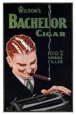 Bachelor CIGARS 1932 Ad - Man Using Typewriter Tobacco Use