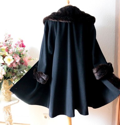 DAMO DONNA Cashmere & Wool Swinger Coat 38/40  Mink  Collar