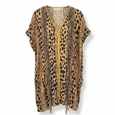 Gianni Bini Women's Leopard Print Tunic Swim Cover Up Beach Resort Wear