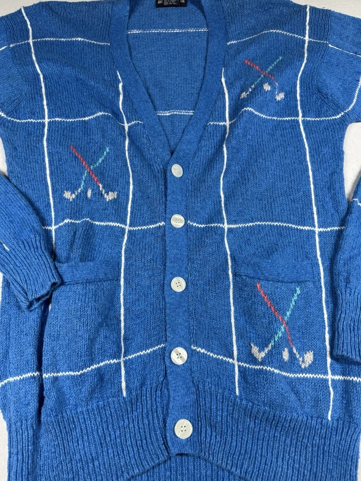 Cárdigan Vintage Jack Nicklaus Hombres Talla L Azul EE. UU. Abuelo Suéter Club de Golf Retro Foto 2 de 4