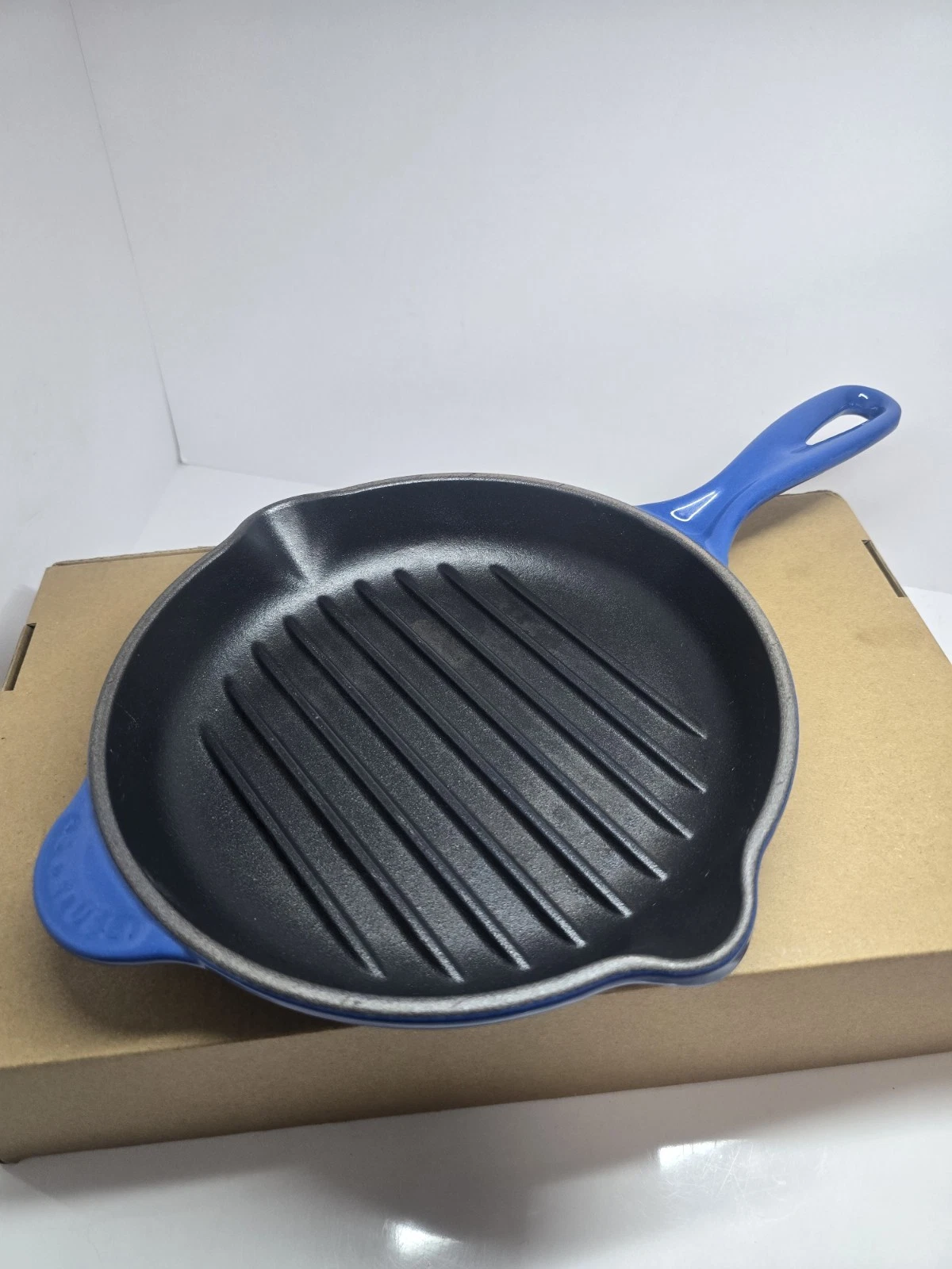 Le Creuset Griddle Grill Skillet Frying Pan Blue 20cm Cast Iron Round