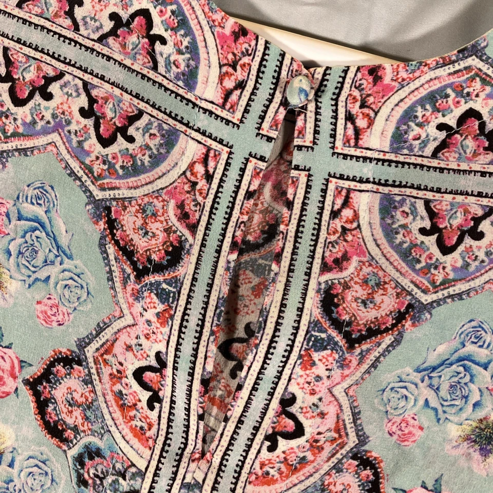 Blusa Nanette Lepore Floral Seda Flutter Mujer Pequeña Bloomcore Paisley Boho Foto 4 de 4