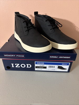 IZOD-Palmer Men's Size 9 Lace-Up-Black Chukka Boots All Man Made Material NWT