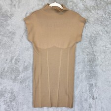 By Anthropologie Sweater Dress Womens Size Small Tan Ribbed Knit Mock Neck