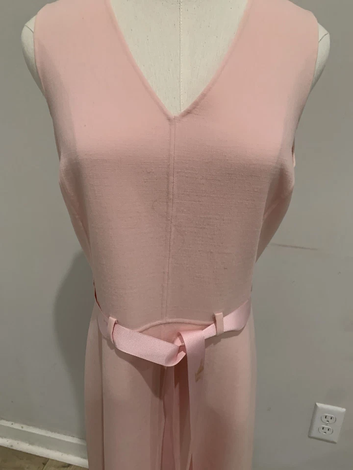 Vestido Oscar de la Renta Vintage 100% Lana Forrado a Medida Bolsillos Rosa Talla 4 Foto 2 de 4