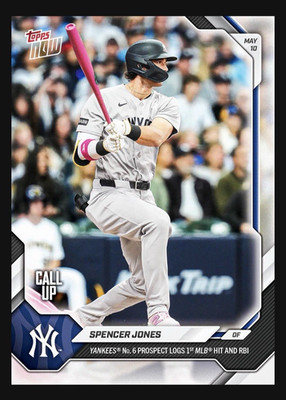 2026 MLB Topps Now 186 Spencer Jones New York Yankees Call Up Rookie IN Hand