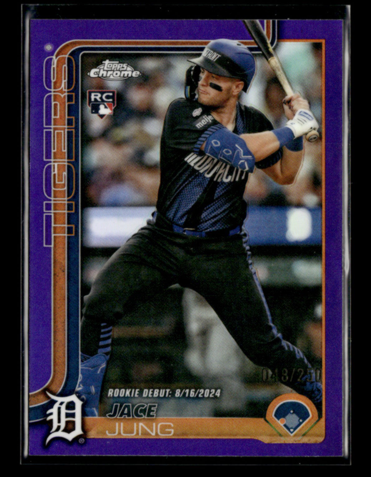 Jace Jung RC 2025 Topps Chrome Update Rookie Debut Purple 048/250 [xlz167