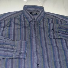 VTG Yves Saint Laurent YSL Striped Point Collar Button Up Shirt Quiet Luxury