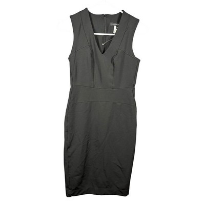 Lida Baday Womens Black Sleeveless V-Neck Sheath Dress Size M Viscose Blend LBD